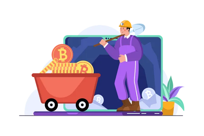 Online bitcoin mining  Illustration