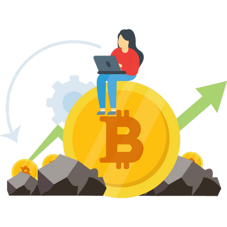 Online bitcoin mining  Illustration