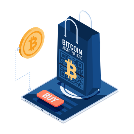 Online bitcoin shopping  Illustration