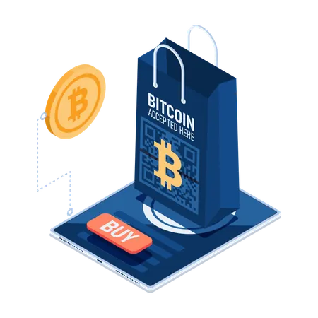 Online bitcoin shopping  Illustration