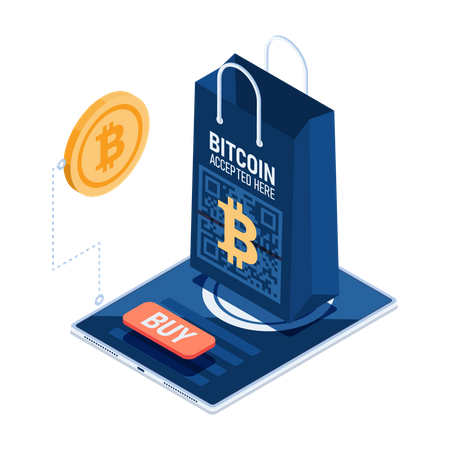 Online bitcoin shopping  Illustration