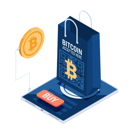 Online bitcoin shopping  Illustration