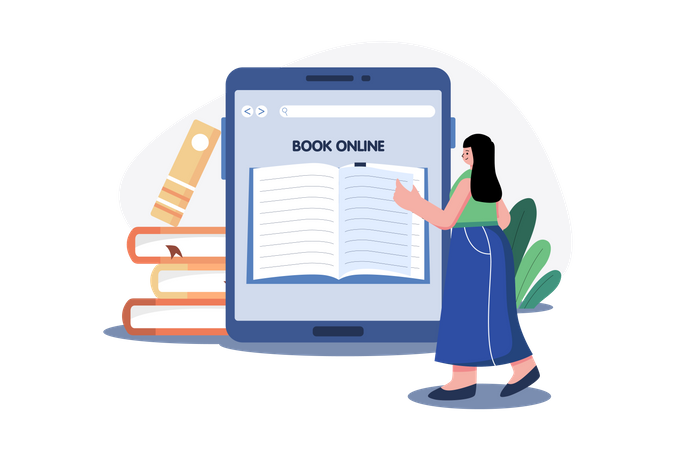 Online Book Reading Illustration