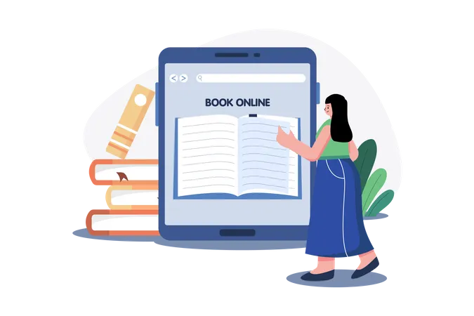 Online Book Reading Illustration