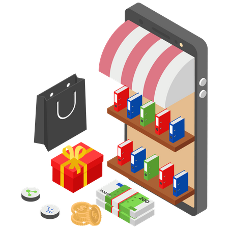 Online Book Stall  Illustration