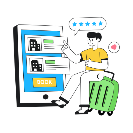 Online Booking Hotel  Illustration