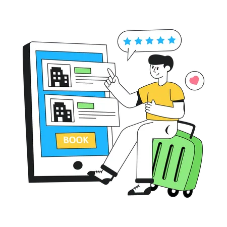 Online Booking Hotel  Illustration