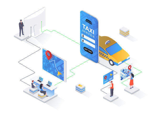 Online booking service of passenger transportation  Illustration