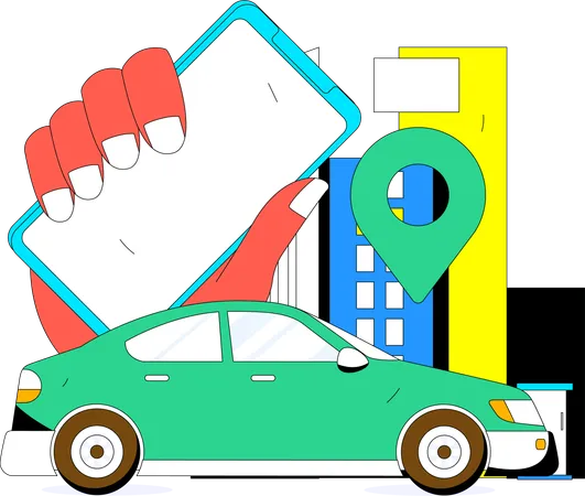 Online booking taxi  Illustration