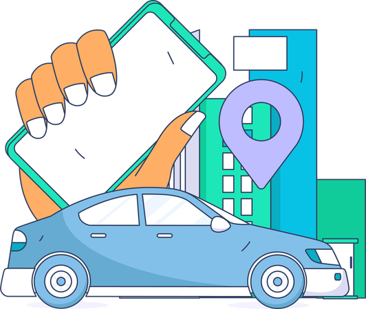 Online booking taxi  Illustration