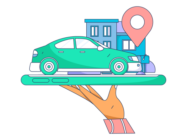 Online booking taxi  Illustration