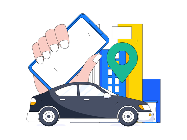 Online booking taxi  Illustration