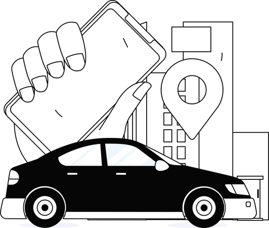 Online booking taxi  Illustration