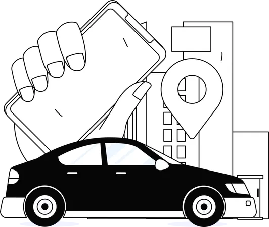 Online booking taxi  Illustration