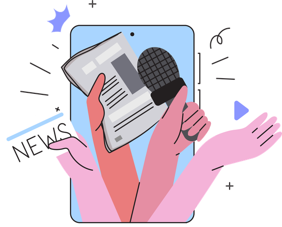 Online  broadcasting news  Illustration