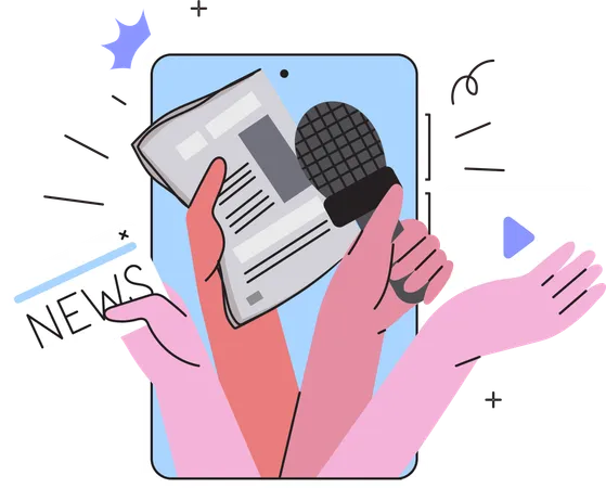 Online  broadcasting news  Illustration