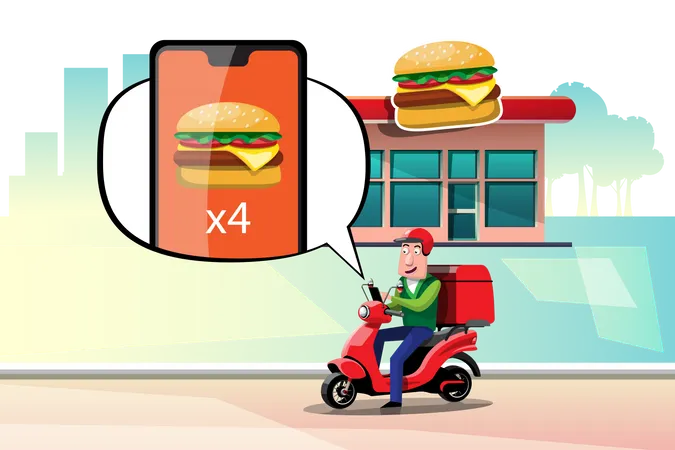 Online burger delivery Illustration