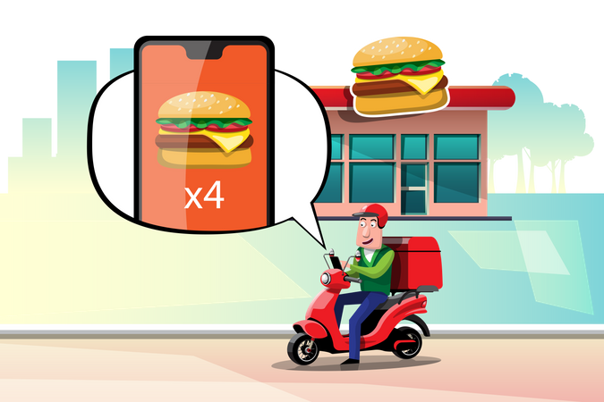 Online burger delivery  Illustration