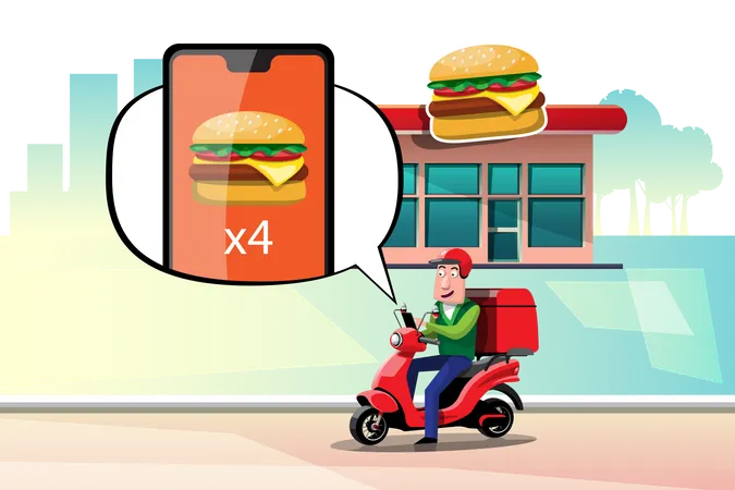 Online burger delivery  Illustration