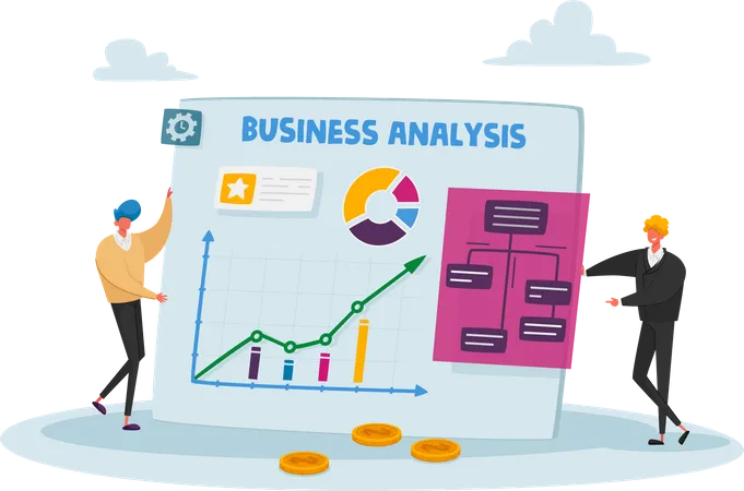Tiny Business People Characters At Huge Statistics Chart Office Employees Data Analysis Project Management Consulting Marketing Business Development Teamwork Workflow Cartoon Vector Illustration Illustration