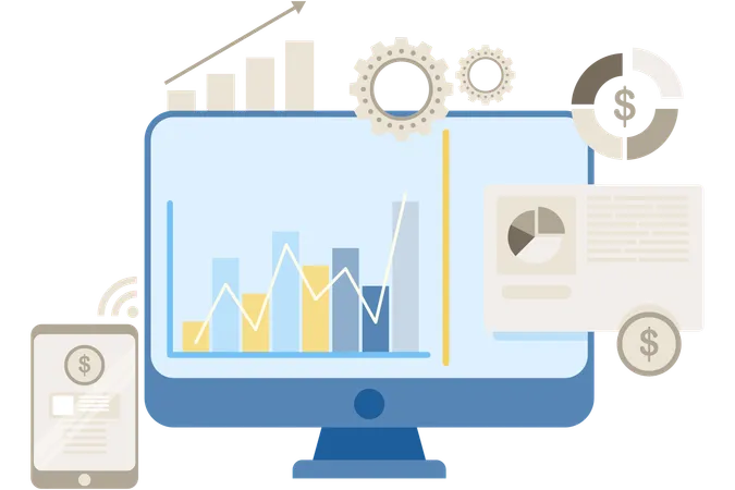 Online business analysis  Illustration