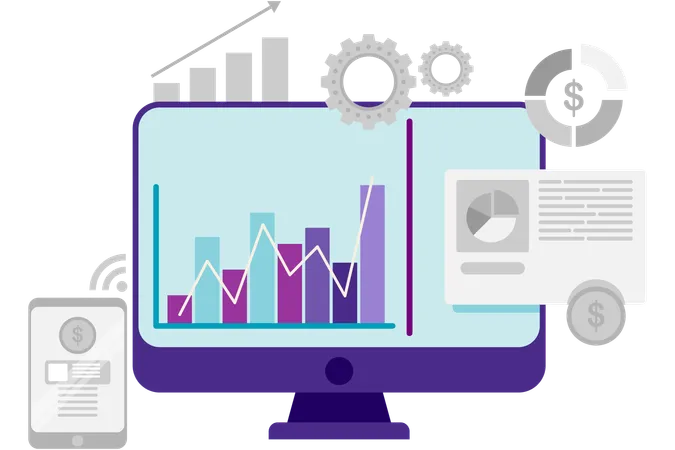 Online business analysis  Illustration