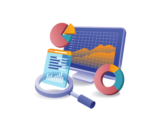 Online business analyst data computer Illustration