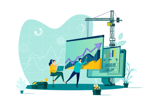 Online business analytics and stock trading information service Illustration