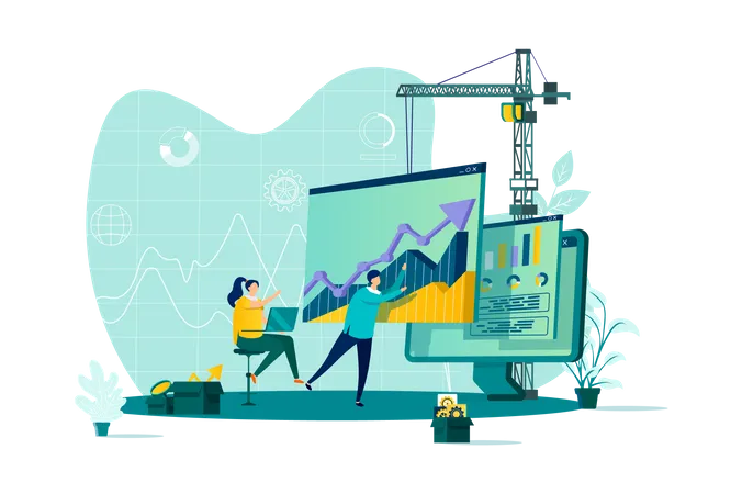 Online business analytics and stock trading information service Illustration