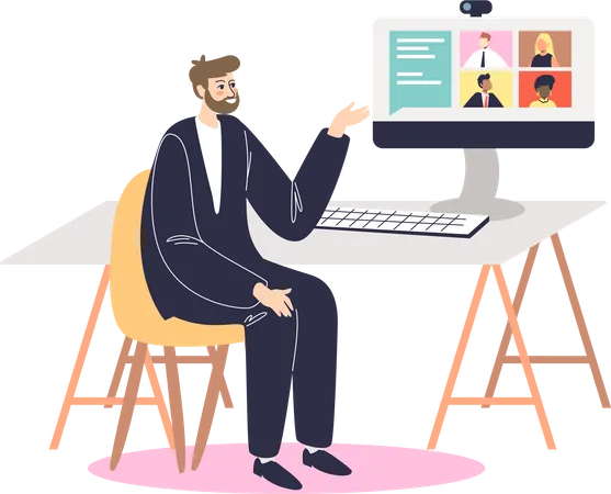 Online business conference  Illustration