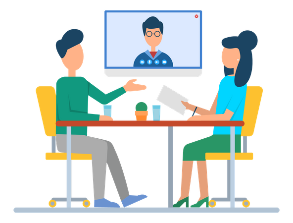 Online business conference meeting  Illustration