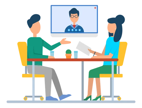 Online business conference meeting  Illustration