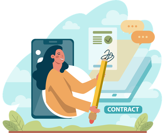 Online business contract  イラスト