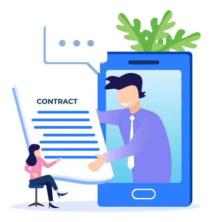 Illustration Vector Graphic Cartoon Character Of Business Contract Illustration