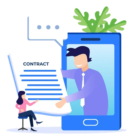 Online Business Contract  Illustration