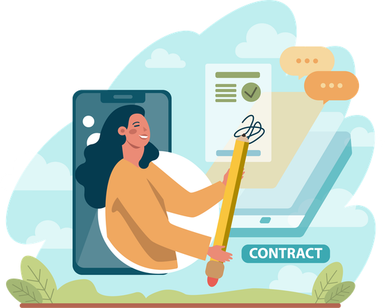 Online business contract  Illustration