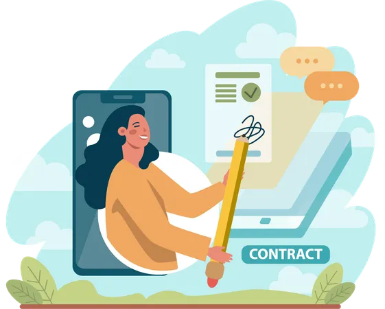 Online business contract  Illustration