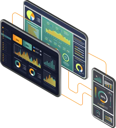 Online business data and report  Illustration