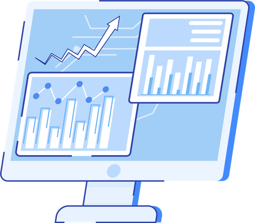 Online business growth display on computer  Illustration