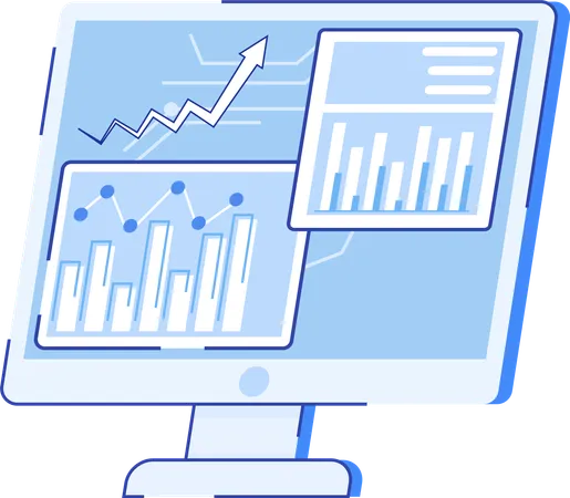 Online business growth display on computer  Illustration