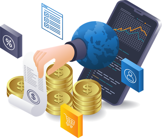 Online business income details  Illustration