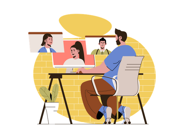 Online Business Meeting Illustration