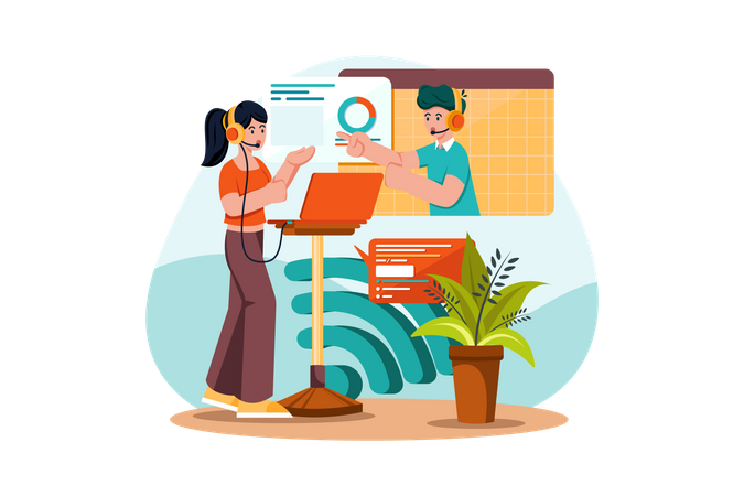 Online business meeting  Illustration