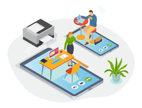 Online Business meeting  Illustration