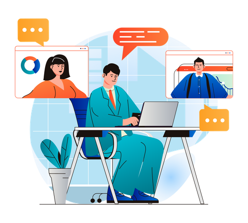 Online business meeting  Illustration