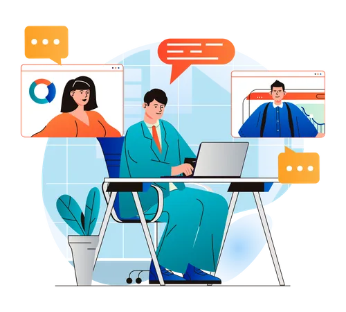 Online business meeting  Illustration