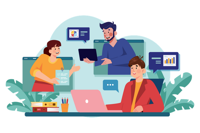 Online business meeting  Illustration