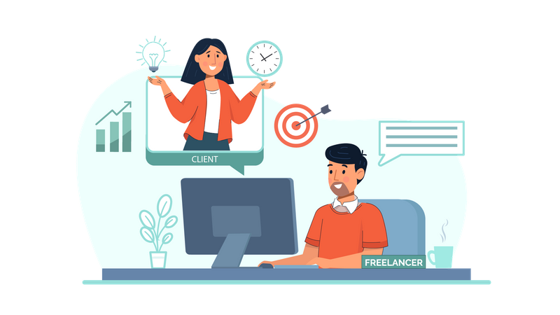 Online business meeting  Illustration