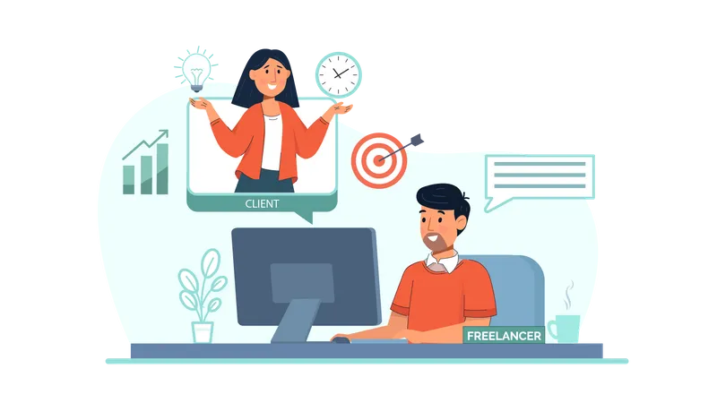 Online business meeting  Illustration