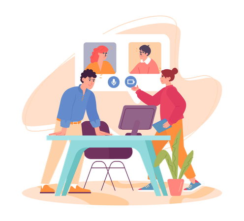 Online business meeting  Illustration